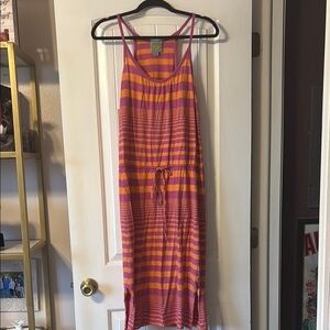 C&C California Orange Red Sleeveless Midi Sundress